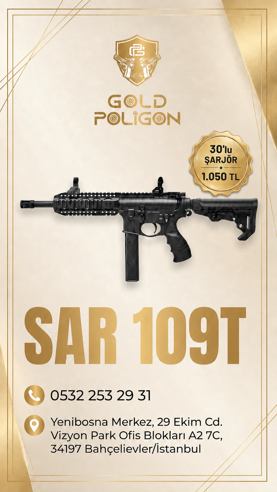 9×19 mm mühimmat kullanan SAR 109T, 30 fişek kapasiteli şarj...