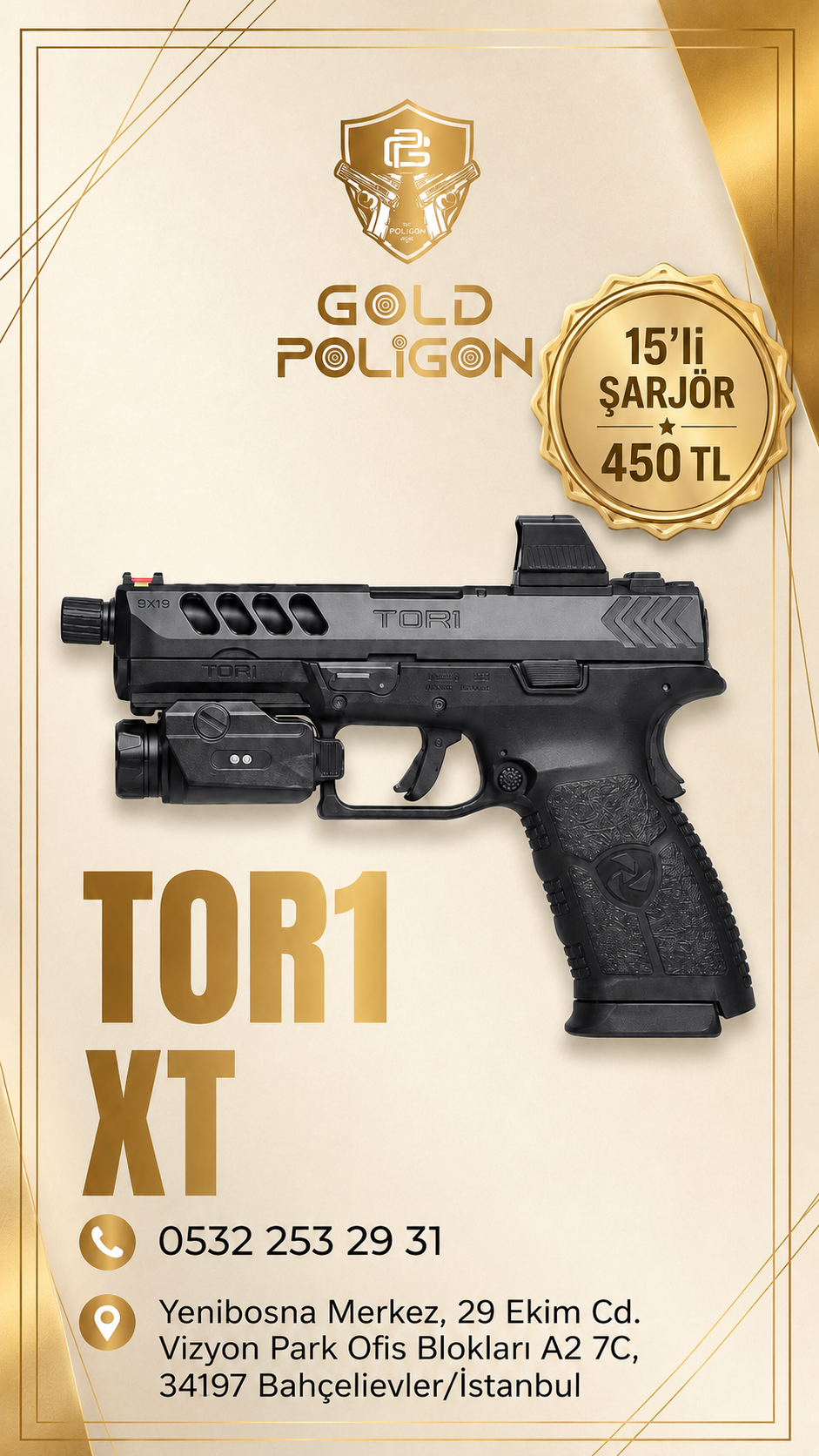 9×19 mm mühimmat kullanan TORI TOR1 XT, 18 fişek kapasiteli...