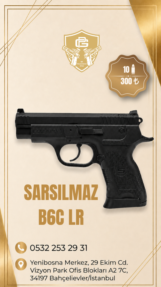 SARSILMAZ SR B6C LR, .22 CAL mühimmatı, 10 fişek kapasiteli...