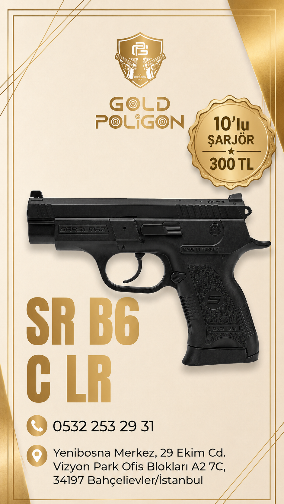 22 CAL mühimmat kullanan SR B6C LR, 10 fişek kapasiteli şarj...