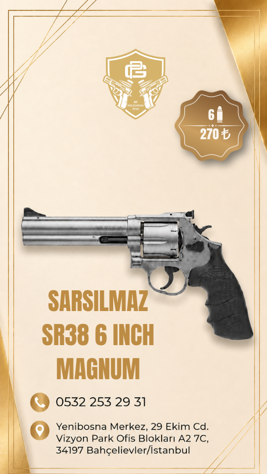 SARSILMAZ SR38 6", .38 Special ve .357 Magnum mühimmat uyuml...